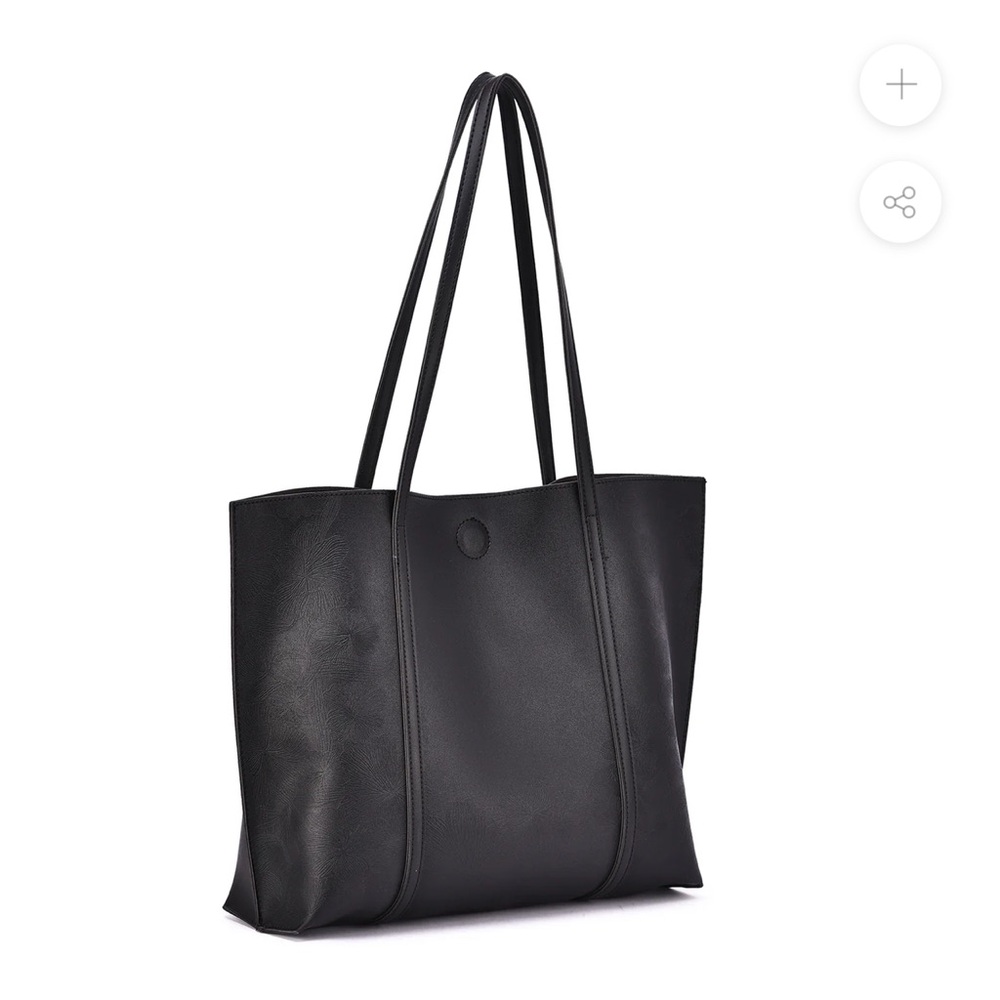 Mellow World Sadie Reversible Black Tote Bag with Structured Design - Picture 4 of 11